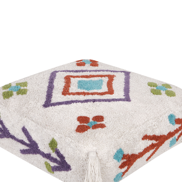 Pouf Stickerei DIPLO Baumwolle Weiß 55 cm 55 cm 20 cm