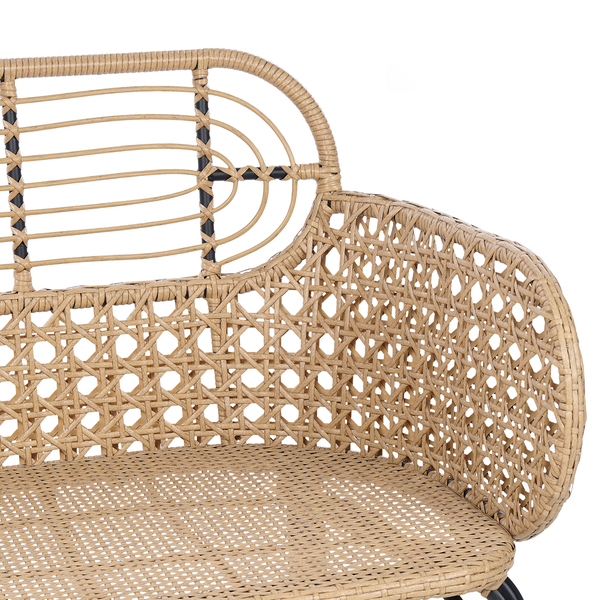 Gartenbank mit Auflage PRATELLO 122 cm Polyrattan Naturfarben