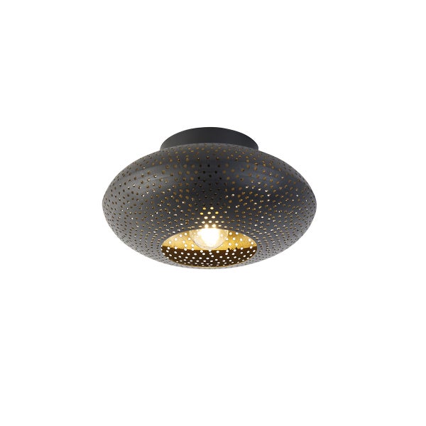 Smarte Deckenleuchte schwarz mit Gold 25 cm inkl. WLAN A60 - Radiance