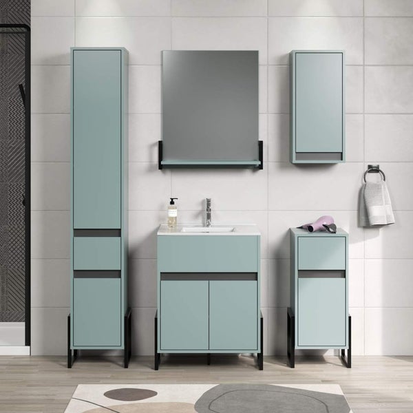 Wohnraum mit Hängesessel mit Gestell, Sofa und Tisch