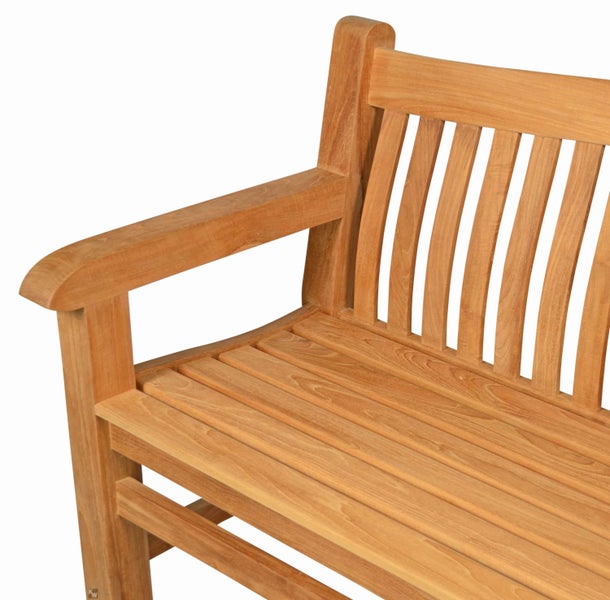 Teak Gartenbank 3-Sitzer Parkbank Massivholz wetterfest premium