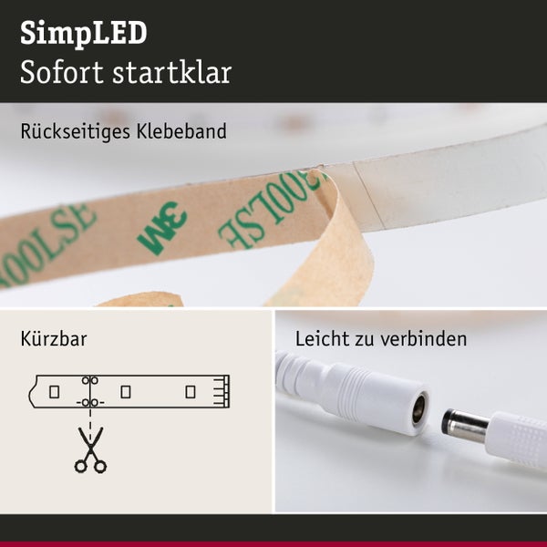 Paulmann LED Streifen Set inklusive Netzteil und Fernbedienung mit einer Länge von 750 Zentimetern.