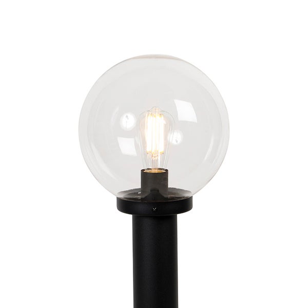 Außenstehleuchte schwarz mit klarer Kugel 100 cm IP44 - Sfera