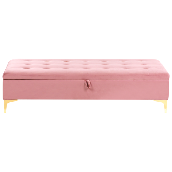 Aufbewahrungshocker ABERDEEN Samtstoff Rosa