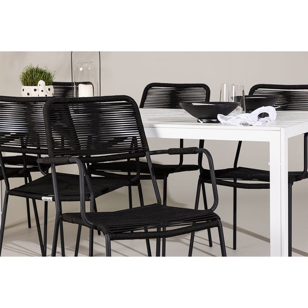 Gartensitzgruppe mit Tisch und Stühlen aus Seilgeflecht