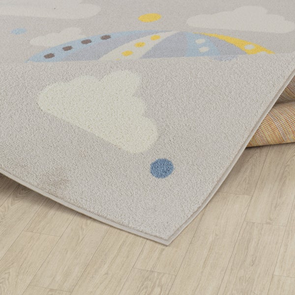 Teppich für Kinder Heißluftballon Wolken Mehrfarbig/Grau 120x170 cm MONTY