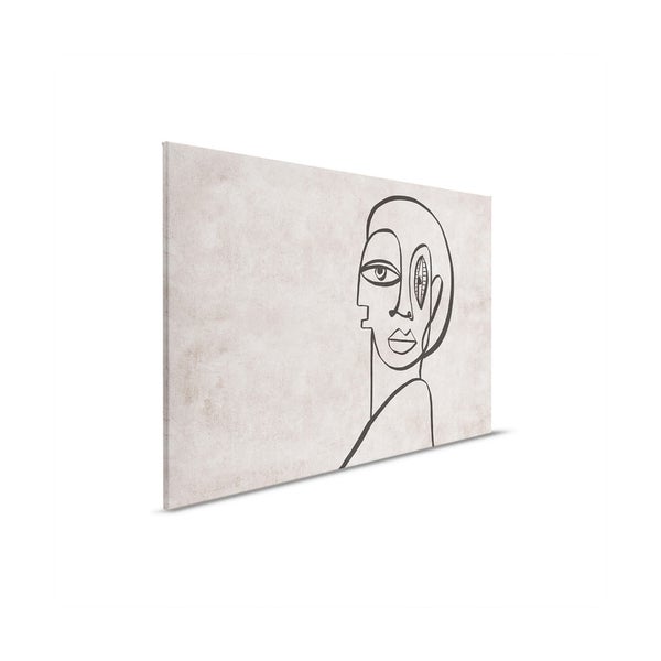 Leinwandbild mit abstrakter Gesichtsdarstellung in Linienkunst