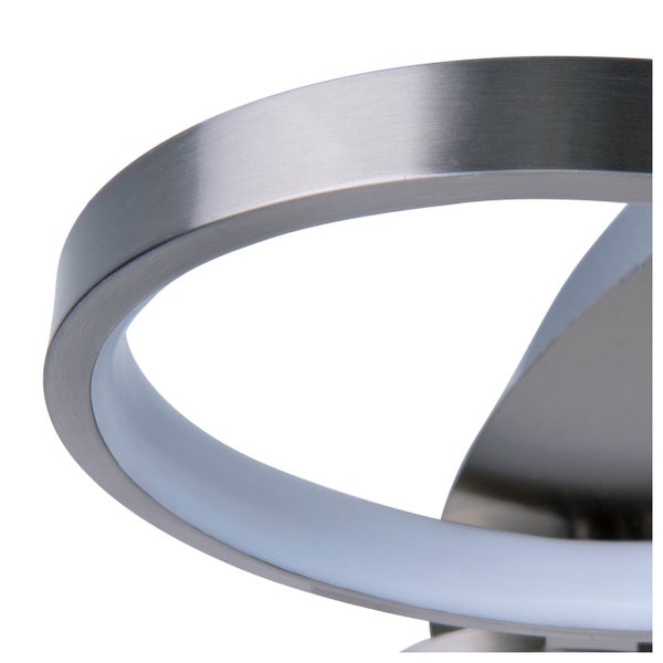 LED Deckenleuchte STELARI Ø 56 cm, aus Metall in stahl-blank und weißem Kunststoff, mit fest verbauten LEDs, Deckenlampe für Wohnräume oder Büro