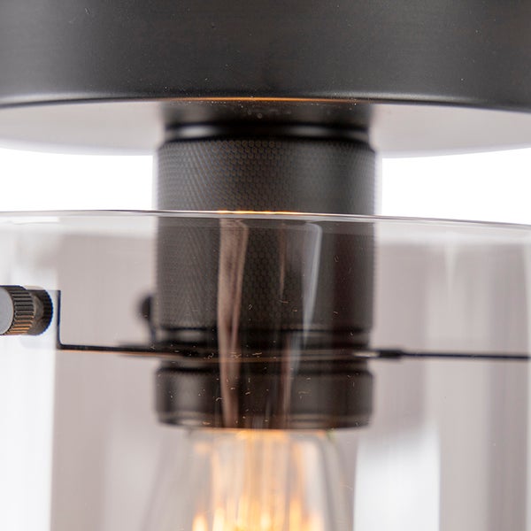 Design Deckenleuchte schwarz mit Rauchglas - Kuppel