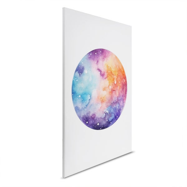 Leinwandbild mit abstraktem Aquarellmotiv in Kreisform