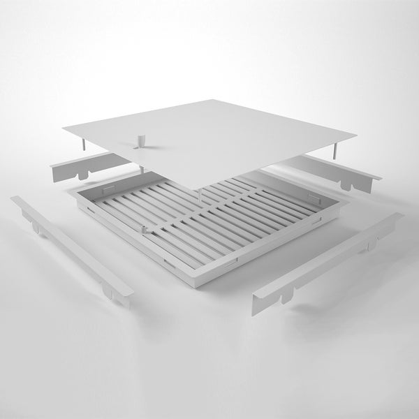 Revisionsklappe aus Metall für Wand oder Decke, quadratisch mit Montagerahmen und Verschluss