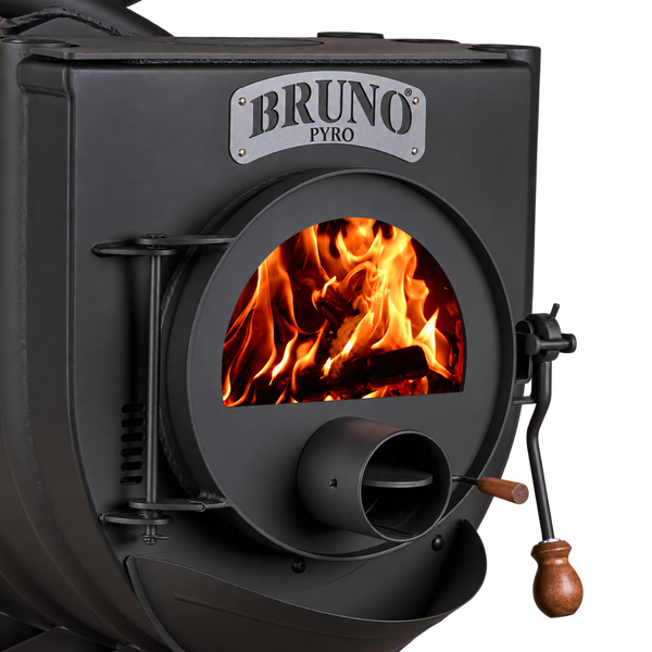 Bruno Pyro Kaminofen mit Sichtfenster und Holzfeuer