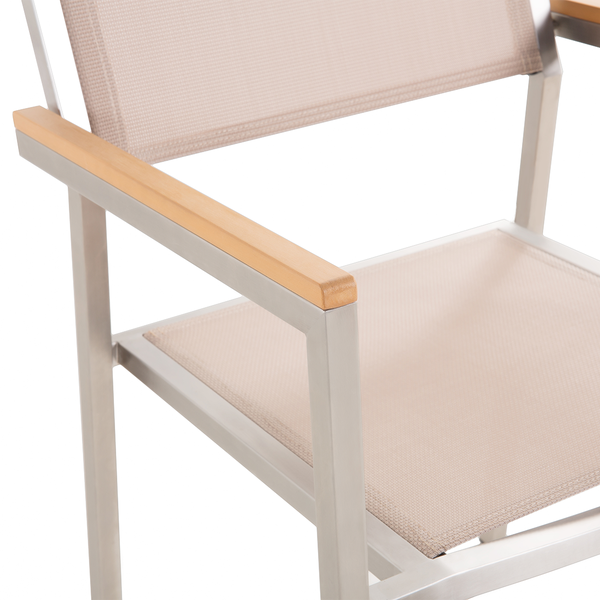 Gartenstuhl 2er Set GROSSETO Edelstahl Beige