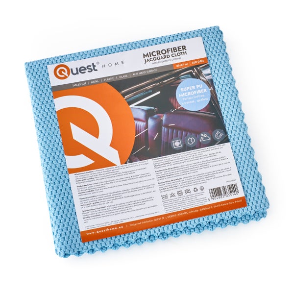 Quest Home Mikrofasertuch Jacquard mit PU-Beschichtung 37x37 Zentimeter, geeignet für Tische, Metall, Kunststoff, Glas und andere harte Oberflächen