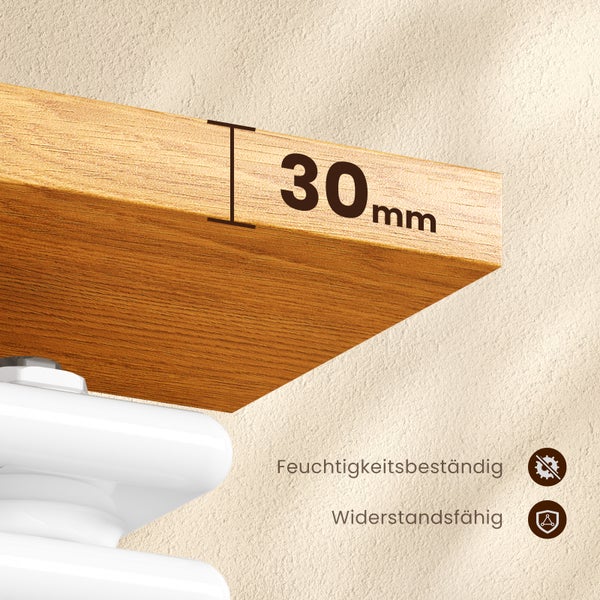 EMKE Designheizkörper mit Holzablage, Heizkörper mit Warmwasserbetrieb, horizontal, 674 Watt, 100 cm x 48 cm, Weiß