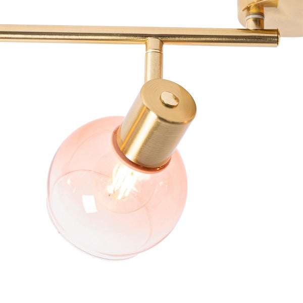 Art Deco Spot Gold mit rosa Glas 4-flammig - Vidro
