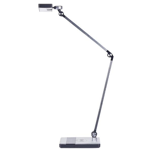 LED Schreibtischlampe LACERTA mit kabellosem Ladegerät Metall Silber