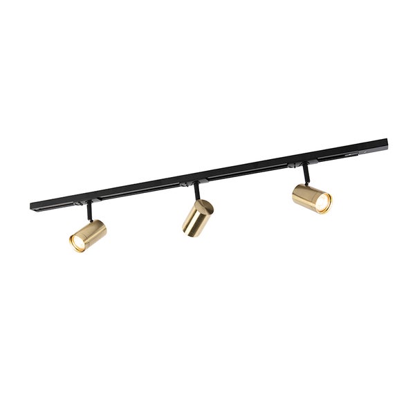 Schienensystem mit 3 Spots 1-phasig schwarz mit Gold - Jeana