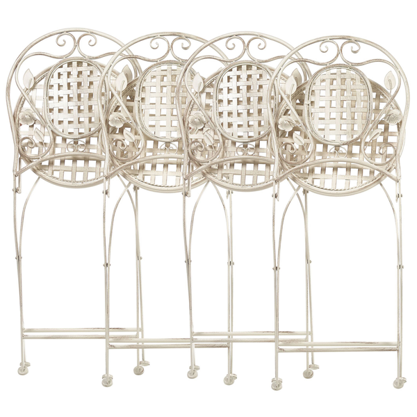 Gartenstuhl 4er Set BIVIO klappbar Metall Cremeweiß