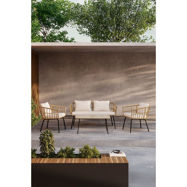 Ortigia Loungeset 1 Sofa, 2 Stühle, 1 Couchtisch natur. 50 X 95 X 45 cm