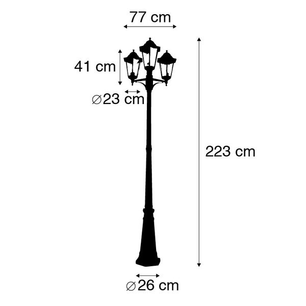 Smarte Outdoor-Laterne schwarz 3-flammig inkl. WLAN ST64 - New Orleans