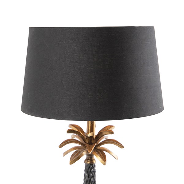 Art Deco Tischlampe Bronze mit schwarzem Schirm 35 cm - Areka