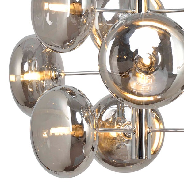 Pendelleuchte ORION Ø ca. 53 cm amber, aus messingfarbenem Metall und Glas in amber, G9-Sockel, Beleuchtung für Wohnzimmer, Esszimmer oder Büro.