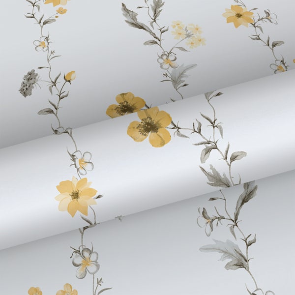 Sanders und Sanders Tapete Blumen Gelb und Weiß - 53 cm x 10 m - 640172