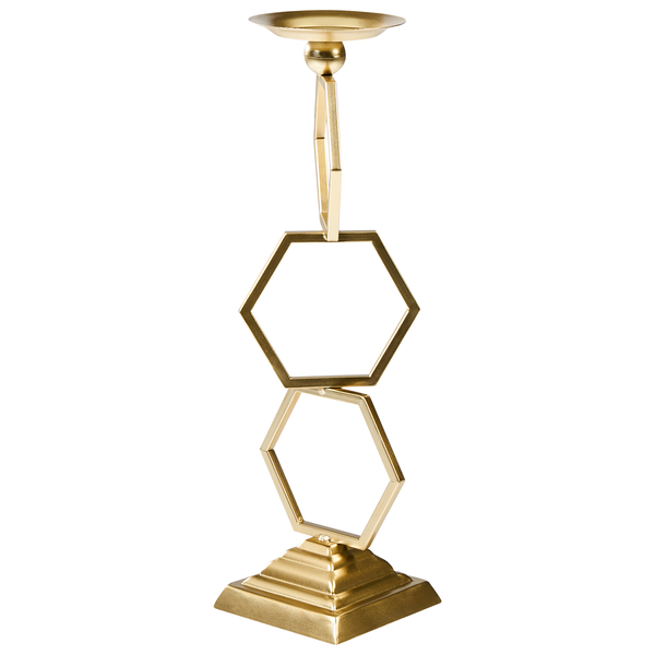 Goldfarbener Kerzenständer mit geometrischem Design