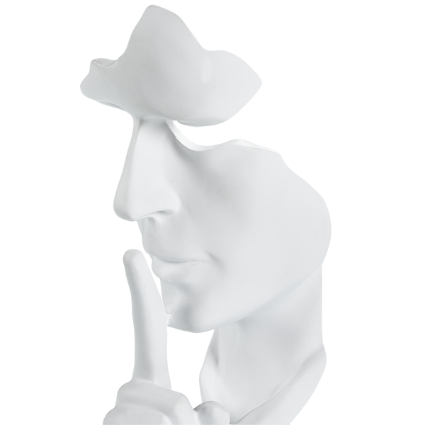 Dekorative Skulptur mit Finger vor dem Mund als Zeichen der Stille