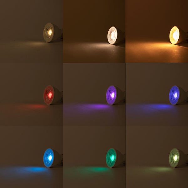 Collage verschiedenfarbiger LED-Lampen