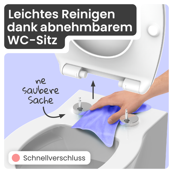 WC-Sitz mit Reinigungsfunktion und Schnellverschluss