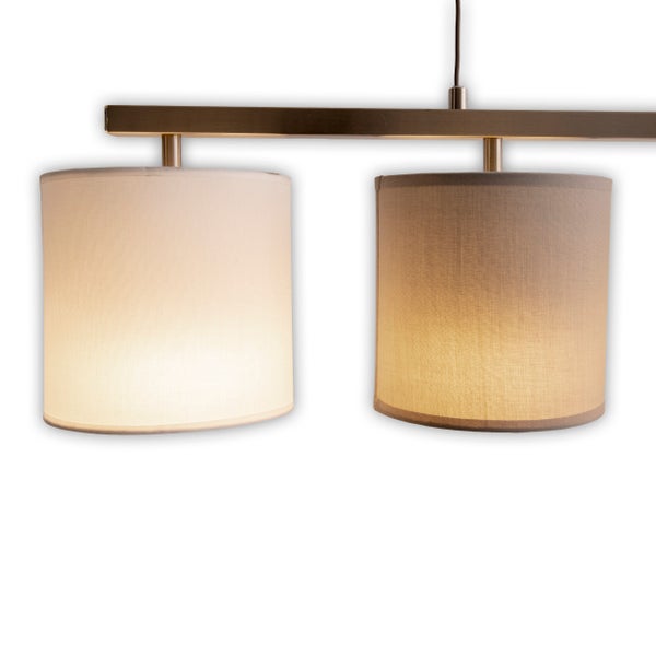 4er Pendelleuchte TILDE, klassische Pendellampe aus Metall und Textil in Grau und Weiß, mit E27-Fassung, höhenverstellbar, 86 cm lang, ideal als Esszimmerleuchte