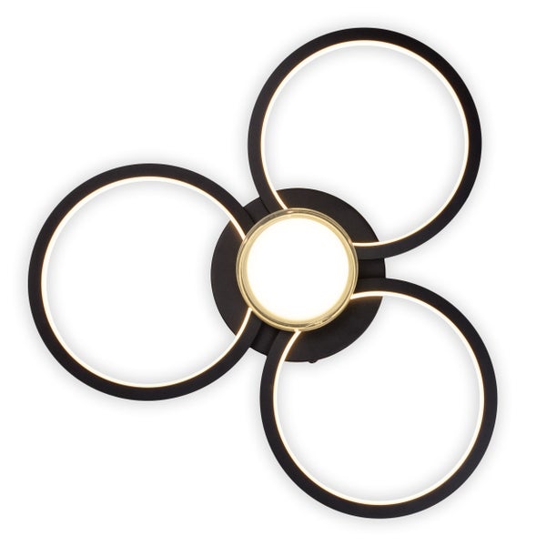 LED Deckenleuchte CIMO aus schwarzem Metall und Kunststoff, Ø ca. 43,6 cm, dimmbar per Wandschalter