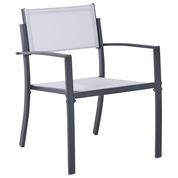 Gartenstuhl mit Armlehnen aus Aluminium und Textilbespannung