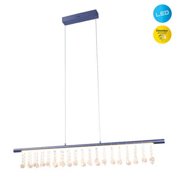 LED Pendelleuchte NOBILIS Länge ca. 100 cm, aus Metall und Kunststoff in Grau, mit fest verbauten LEDs, Beleuchtung für Wohnzimmer, Esszimmer oder Büro