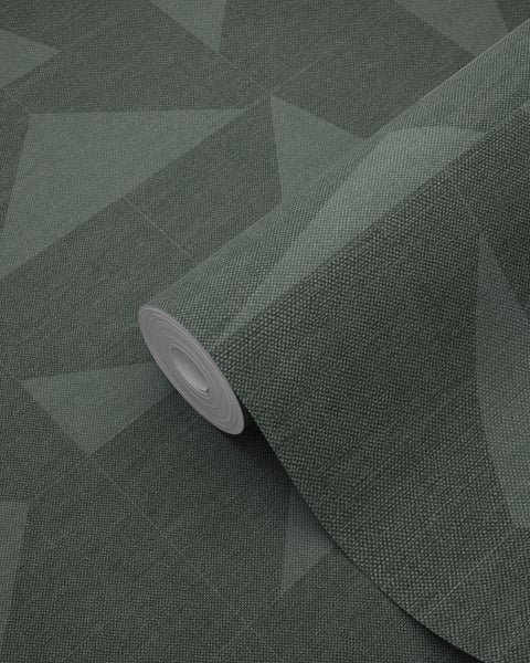 Origin Wallcoverings Tapete grafisches Muster in Gewebeoptik Grün - 0,53 x 10,05 m - 347755