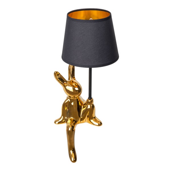 Hasen Tischleuchte mit schwarzem Lampenschirm