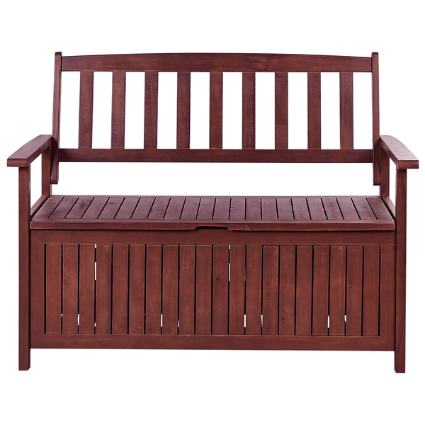 Gartenbank mit Auflage SOVANA 120 cm mit Stauraum Akazienholz Weiß