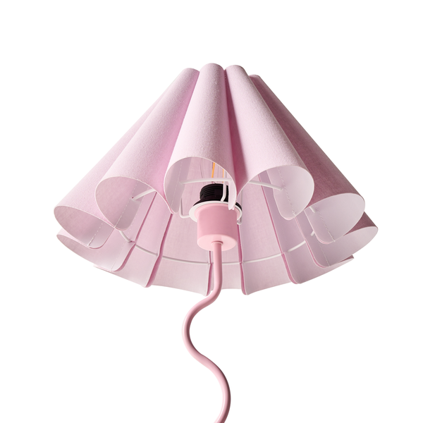 Rosafarbene Textil-Hängelampe mit plissiertem Lampenschirm