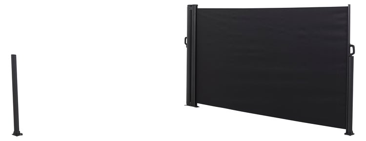 Ausgezogene Seitenmarkise als Sichtschutz für Terrasse und Garten