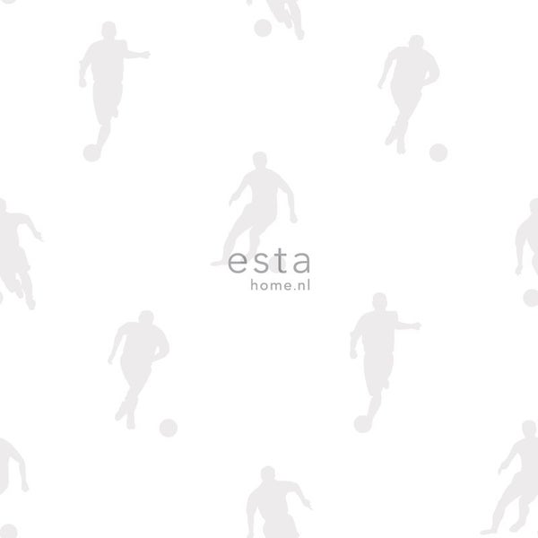ESTAhome Tapete Fußballspieler Silber - 53 cm x 10.05 m - 128802