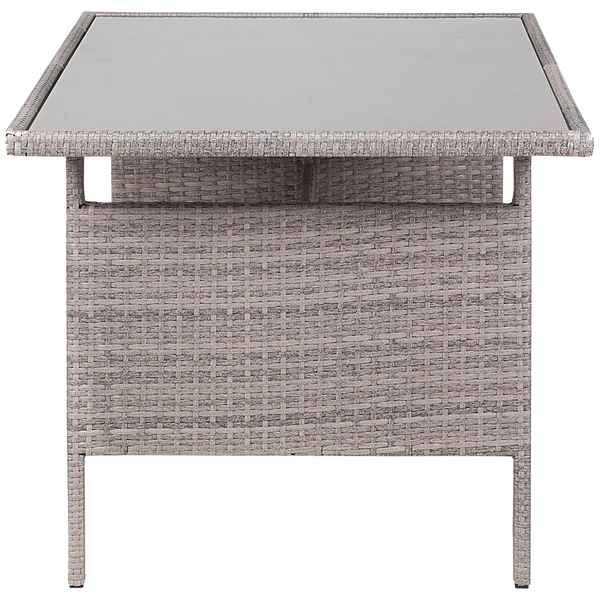 Gartentisch VITERBO 145 cm 80 cm Glas Hellgrau
