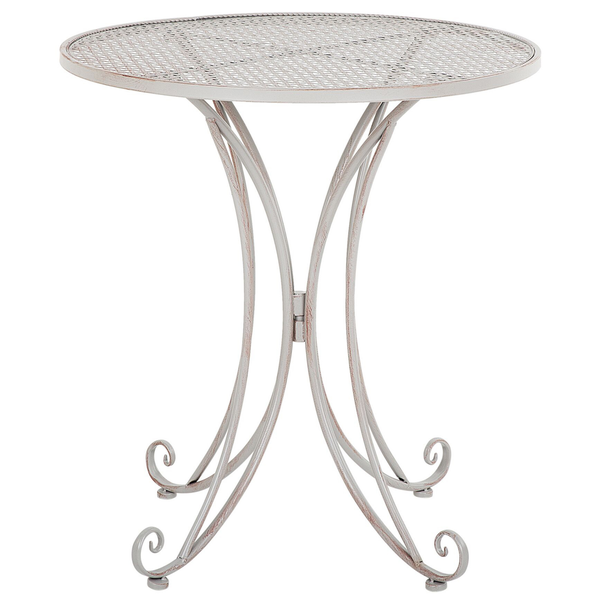 Runder Gartentisch aus Metall mit dekorativem Gestell