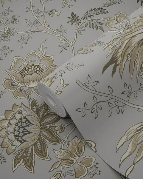 Origin Wallcoverings Tapete Blumen Taupe Grau und Braun - 53 cm x 10.05 m - 326125
