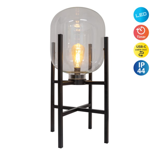 Tischleuchte mit LED-Technologie, Timerfunktion, USB-C-Kabel und Schutzart IP44