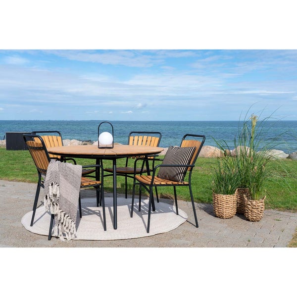 Cleveland Gartenstuhl Teak,schwarz. 4er Set