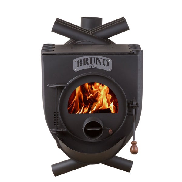 Bruno Pyro Holzofen mit Feuer sichtbar