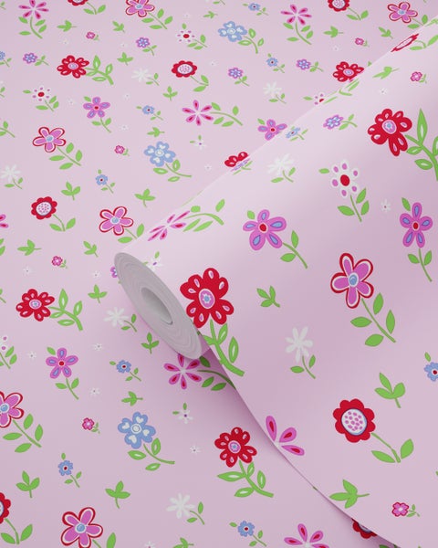ESTAhome Tapete Blumen Rosa - 53 cm x 10.05 m - 137318