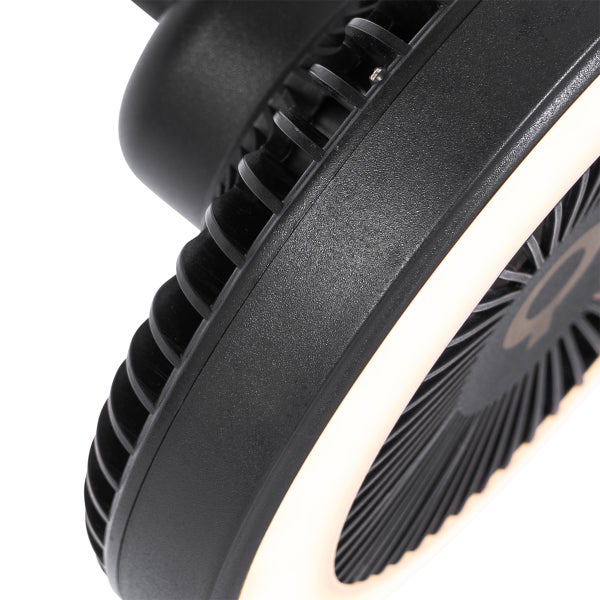 Bodenventilator schwarz inkl. LED dimmbar 2 Leuchten - Dores